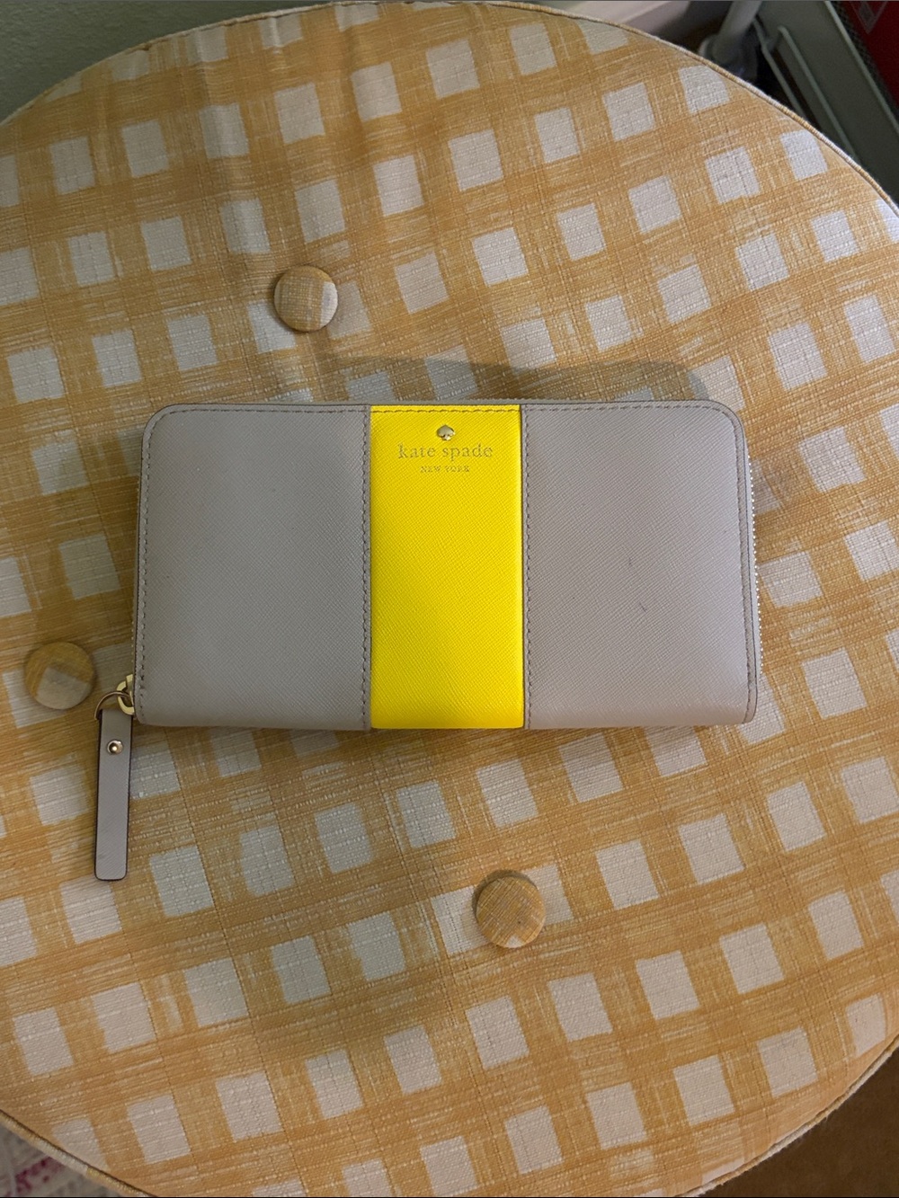 kate spade Neutral and Yellow Zip Wallet